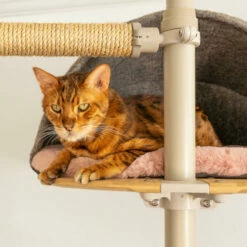 Freestyle - Bamboo Platform With Felt Den And Faux Sheepskin Pink Cushion (includes Bracket) 7 Freestyle - Bamboo Platform With Felt Den And Faux Sheepskin Pink Cushion (includes Bracket) -Omlet Shop Accessorize the Freestyle cat tree with comfy den scratchers omlet