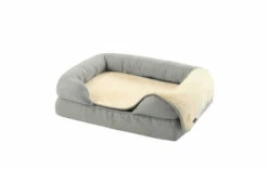 Super Soft Cat Blanket Small - Grey And Cream -Omlet Shop Dog Blanket Plush Grey Fur on Bolster Bed 24 1