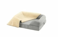 Super Soft Cat Blanket Large - Grey And Cream 10 Super Soft Cat Blanket Large - Grey And Cream -Omlet Shop Dog Blanket Plush Grey Fur on Bolster Bed 24 4 2