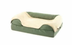Super Soft Cat Blanket Medium - Grey And Cream -Omlet Shop Dog Blanket Plush Grey Fur on Bolster Bed 36