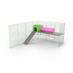 Zippi Rabbit Platforms - 3 Panels With Green Shelter And Play Tunnel