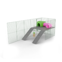 Zippi Rabbit Platforms - 3 Panels With Green Shelter, Play Tunnel And Caddi Treat Holder