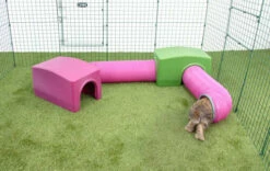 Zippi Rabbit Shelter With Play Tunnel Twin Pack - Purple 14 Zippi Rabbit Shelter With Play Tunnel Twin Pack - Purple -Omlet Shop Rabbit zippi shelter tunnel playpen run 1