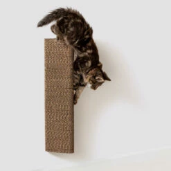 Stak Cat Scratching Post With Refill Pack - Wall Mounted 18 Stak Cat Scratching Post With Refill Pack - Wall Mounted -Omlet Shop cardboard cat scratcher attached to wall