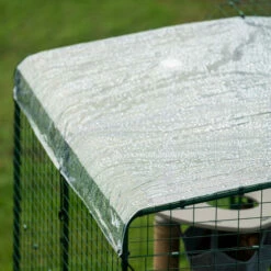 Clear Catio Cat Run Cover - 6ft X 6ft 22 Clear Catio Cat Run Cover - 6ft X 6ft -Omlet Shop edge detail of walk in run with clear weather protection cover by omlet 1