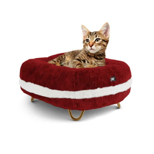 Maya Donut Cat Bed With Gold Hairpin Feet - Santa Claws 3 Maya Donut Cat Bed With Gold Hairpin Feet - Santa Claws