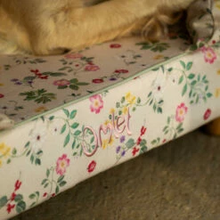 Bolster Dog Bed Cover Only Medium - Morning Meadow -Omlet Shop omlet memory foam bolster dog bed dog walk collection morning meadow bed medium close up
