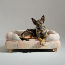 Bolster Dog Bed Cover Only Large - Pawsteps Natural -Omlet Shop omlet memory foam bolster dog bed dog walk collection pawsteps natural large