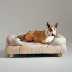Bolster Dog Bed Cover Only Large - Pawsteps Natural -Omlet Shop omlet memory foam bolster dog bed dog walk collection pawsteps natural large bull terrier