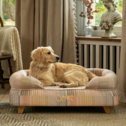 Bolster Dog Bed Cover Only Medium - Pawsteps Natural -Omlet Shop omlet memory foam bolster dog bed dog walk collection pawsteps natural medium